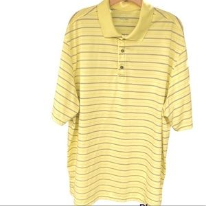 IZOD Performance Golf Short Sleeve Yellow Thin Blue Stripe Polo Size XXL